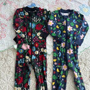 Hanna Andersson - Set of TWO Footless Floral Pajamas Size 3
